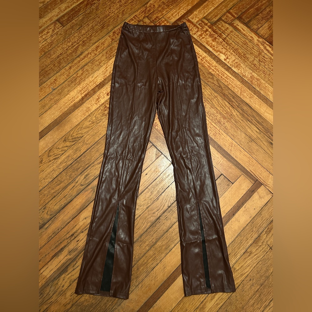 PrettyLittleThing Chocolate Leather Pants